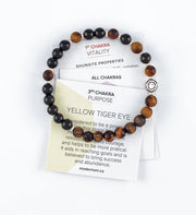 bracelet, tiger eye beads, shungite beads, silver